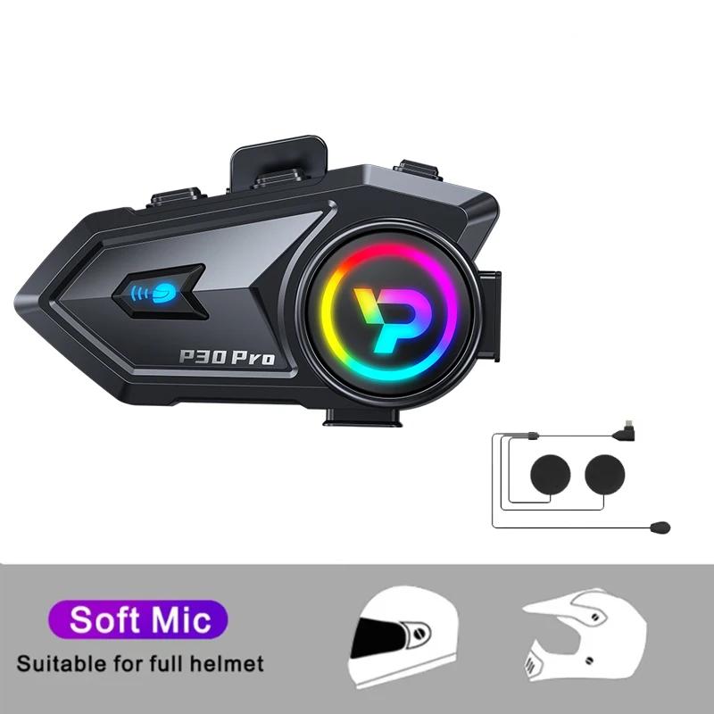 

KEBIDUMEI BT6.0 Motorcycle Helmet Intercom with RGB Ambient Light Music Sharing IP56 Waterproof Voice Assistant Moto Helmet