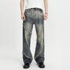 VOGUO RELAY Unisex Loose Straight Frayed Hem Jeans