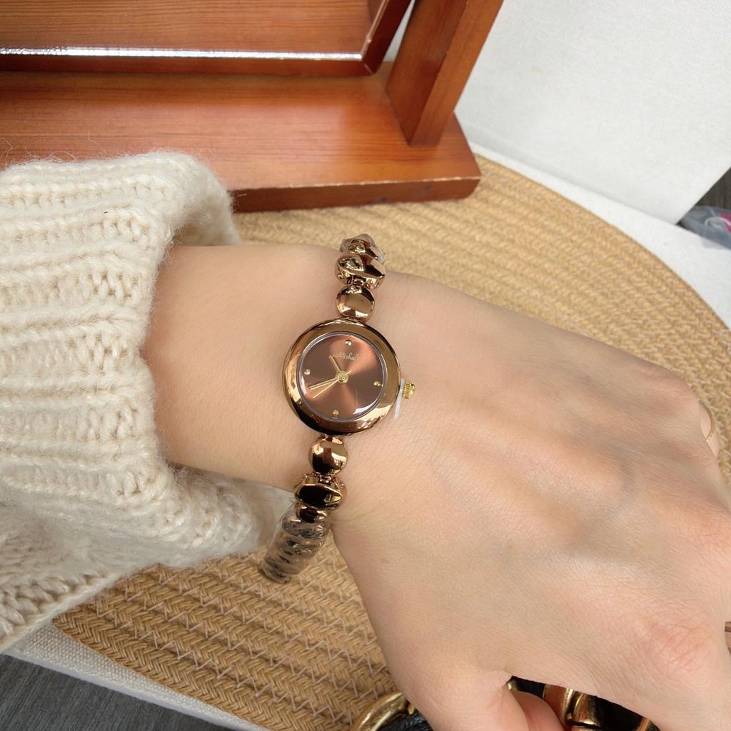 Watch Women's Fashion Gold Coffee Bracelet with Watch Women's Sense of Simple Temperament Commuting Versatile Women Exquisite High-end Quality
