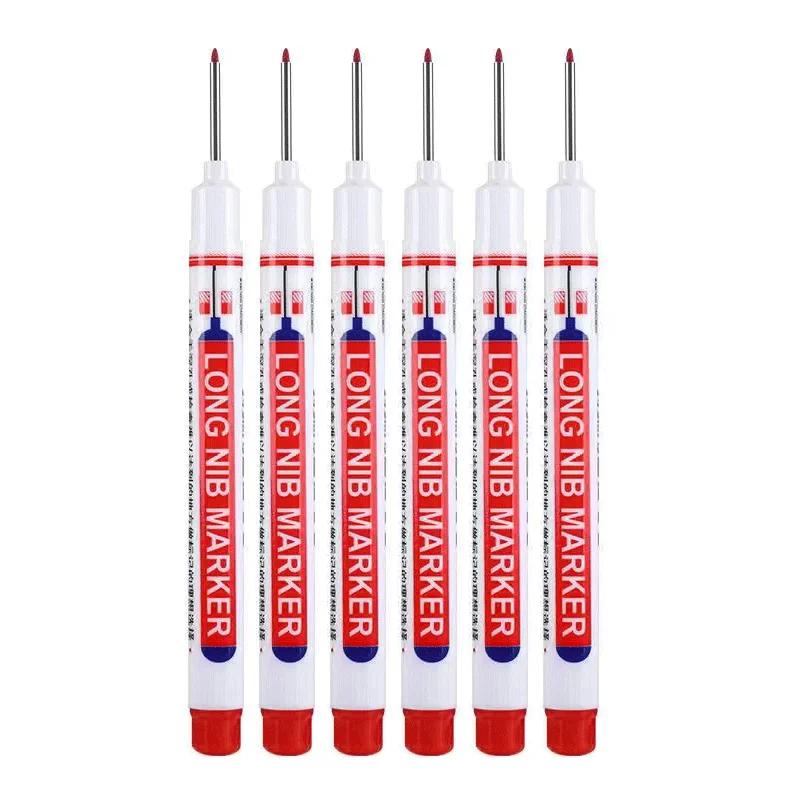 6Pcs/Set 20MM Long Nib Markers Deep Hole Head Four Color Waterproof Marker Pens For Woodworking Metal Marker Tools Art Supplies