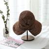 Simple small edge straw hat women's summer casual basin hat bow basin hat travel crochet foldable sunshade sun hat