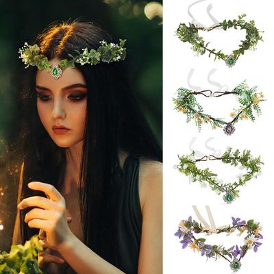Cosplay Elf Headpiece Halloween Costume Elven Princess Tiara Forest Floral Headband