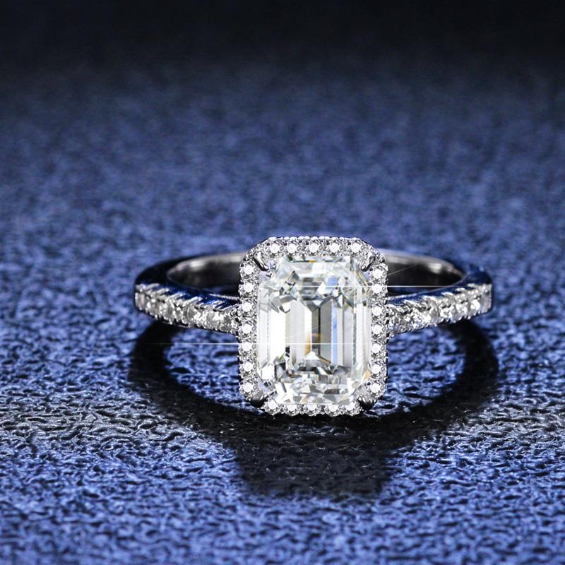 Bague Ringen 925 Sterling Silver Emerald Cut Moissanite Gemstone Wedding Engagement Diamonds Ring For Women Fine Jewelry Gifts