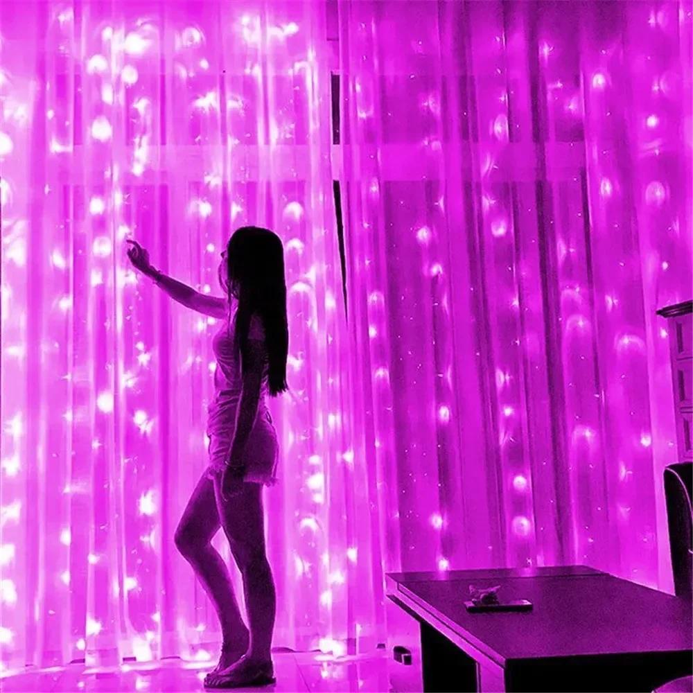 3M LED Curtain Garland on the Window USB String Lights Fairy Festoon Remote Control New Year Christmas Decorations for Home Room