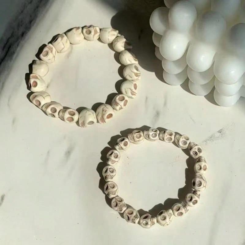 2 STÜCK Totenkopf Kopf Subkultur Punk Stil Gothic Retro Armband Personalisiertes Paar Heißes Mädchen Halloween Schmuck Party Accessoires