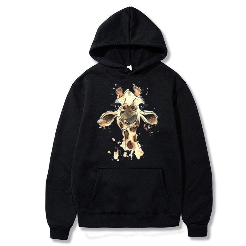 Giraffe Pattern Long Sleeve Hoodie