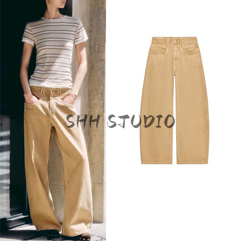 Fall New Women's Clothing French Style Design Pocket Decoration Cotton Low Waist Loose Denim 8197215