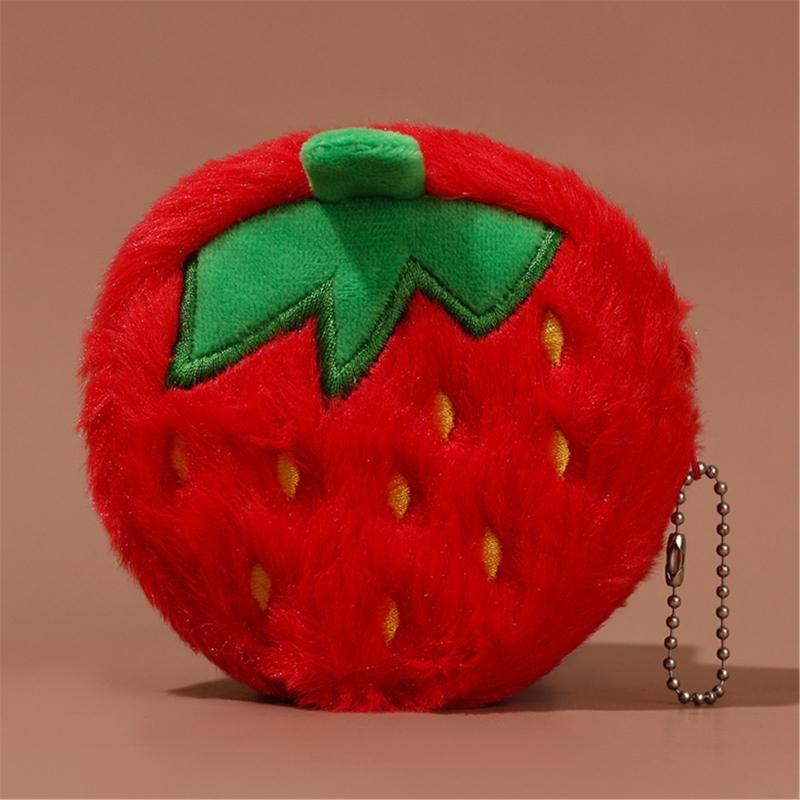 Novelty Plush Fruit Pouch Small Zippered Pocket Money Holder Kids Accessories