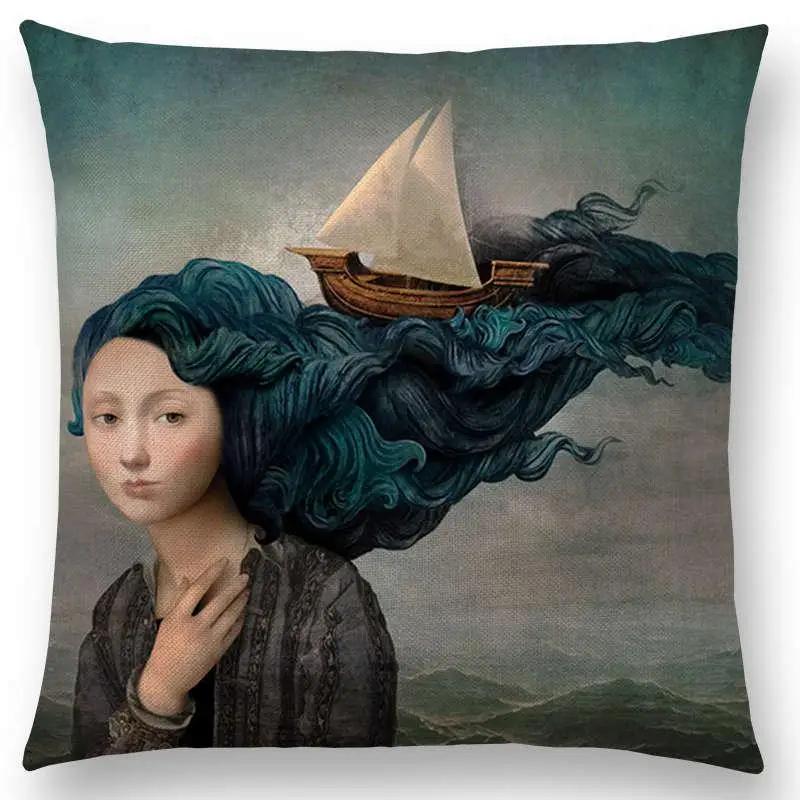 New Elegant Lady Lovely Girl Shakespeare Plays Fantasy Painting Heart Free Wish Sea Cushion Cover Sofa Throw Pillow Case