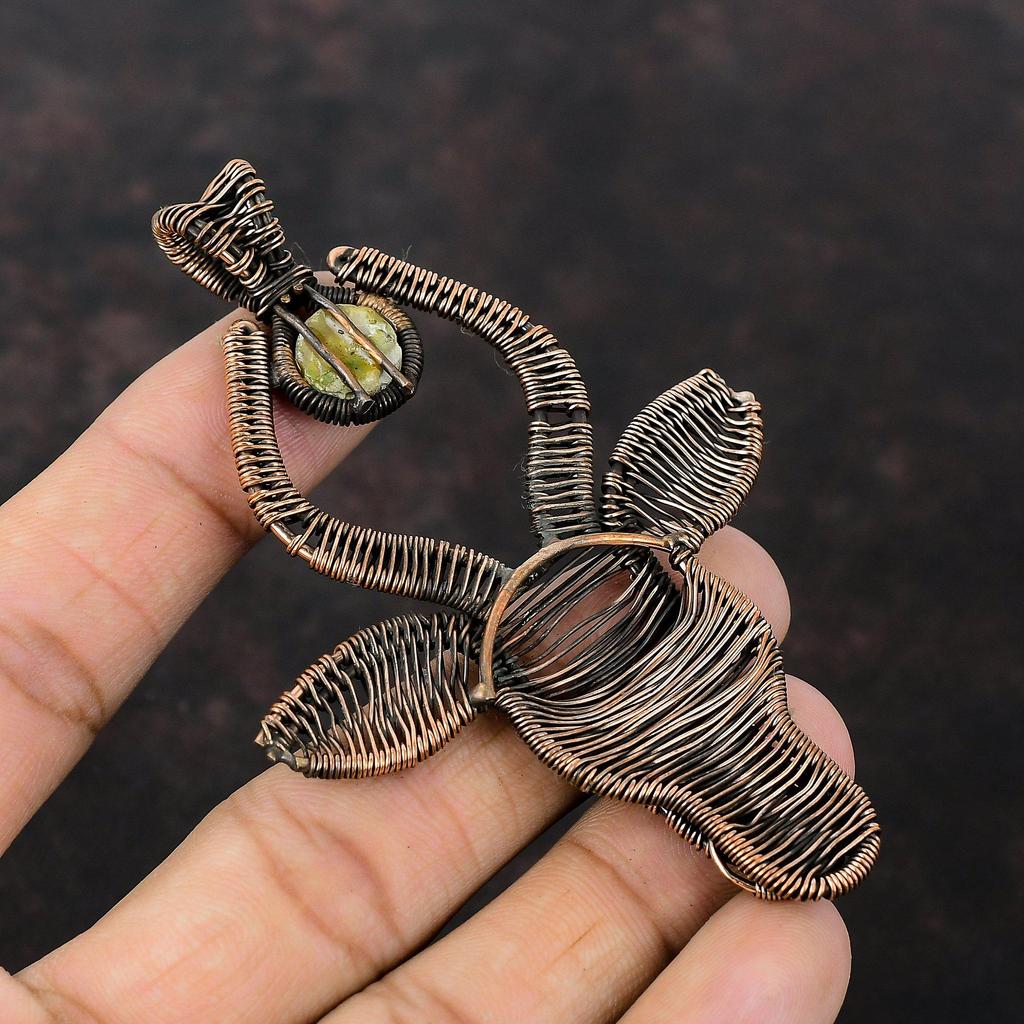 Mother Of Pearl Pendant Copper Wire Wrapped Gemstone Pendant Bull Face Jewelry Handmade Pendant Brand New Pendant Wire Wrap Jewelry For Gift