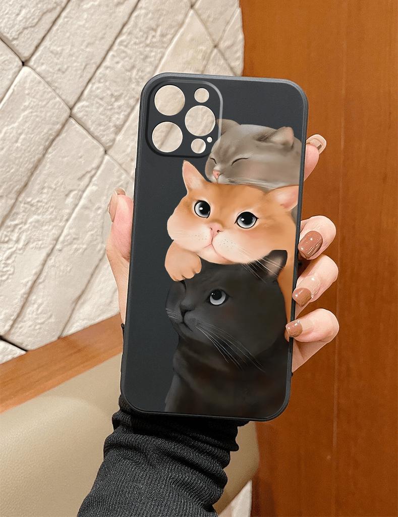 Love cat pattern design phone case suitable for iPhone 17 16 15 14 13 12 11 Pro/Max/Plus anti drop and shockproof back cover