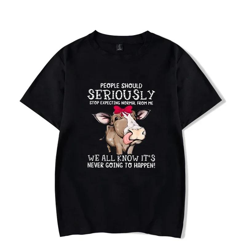 

Men s T-shirt Cow People Should Seriously Stop Expecting Normal From Me Funny T Shirt Graphic Shirts Overd Men Women Tshirt#Color XXXXXL чёрный