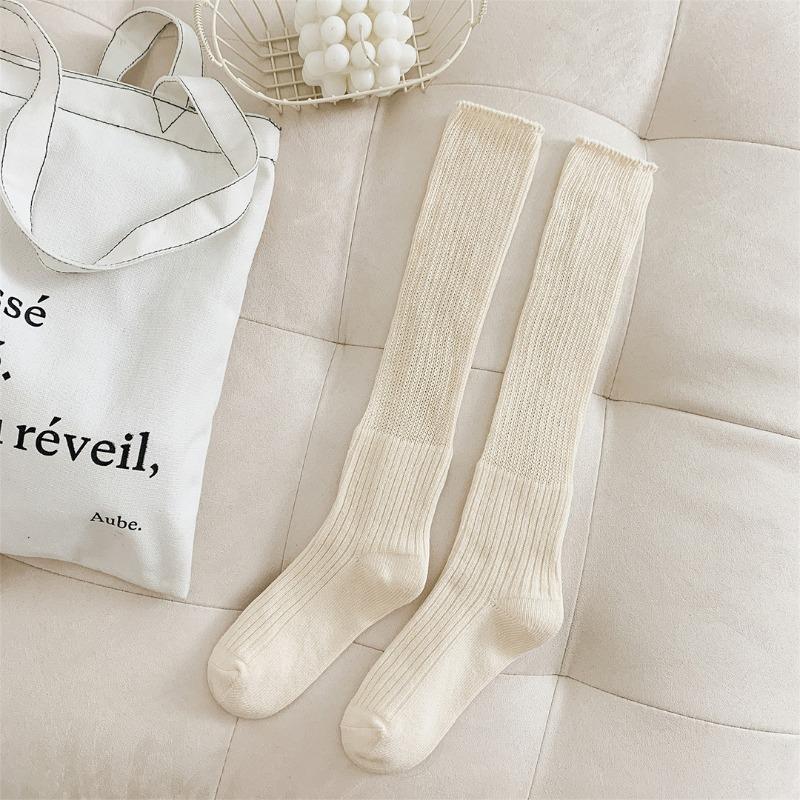 Leg Stockings - Children's High-waisted Spring-autumn Long Stockings with Thick Pile and Anti-bacterial, Moisture-absorbing Properties