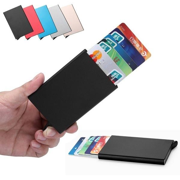 GOtarget  Credit Card Holder Solid Color Metal Bank Credit Card Package Business Case Card Box Porte Carte Bancaire
