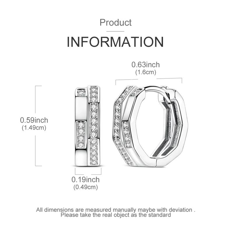 Original 925 Sterling Silver Circle Shaped Style Earring Women Hoop Earrings High Quality Shine Zircon for Women Jewelry Gift