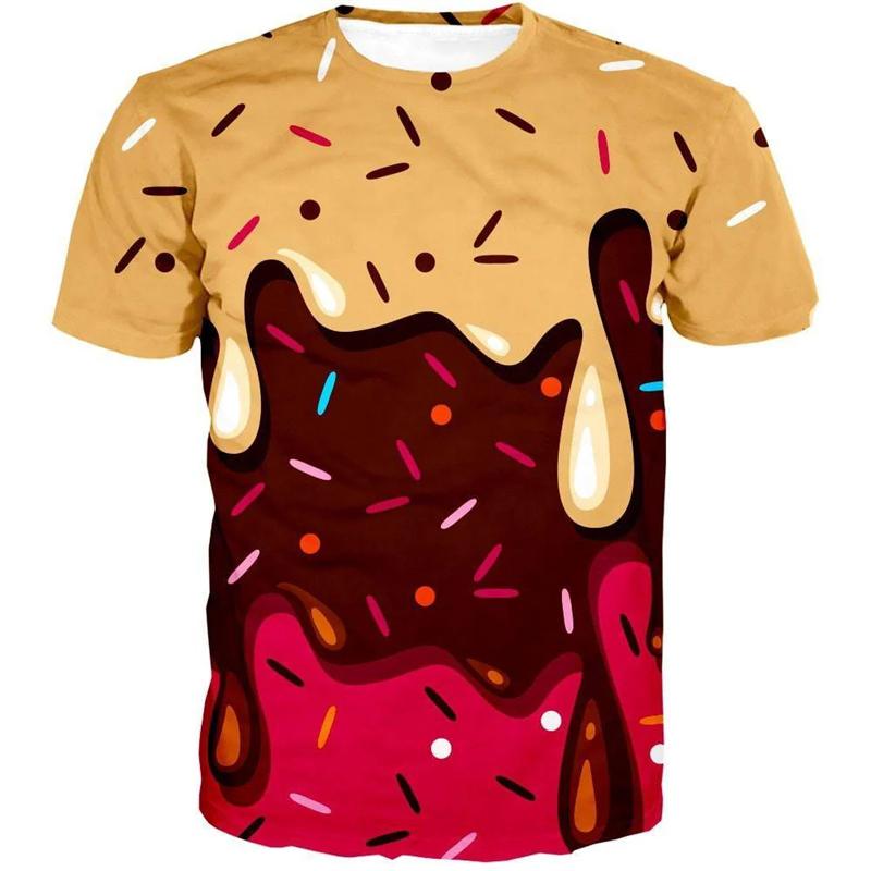 Ice Cream Color Fashion T-shirt For Men Funny Humour Short Sleeve Tee Shirt Trend Street Casual Clothes Kid Gift 2025 New Top