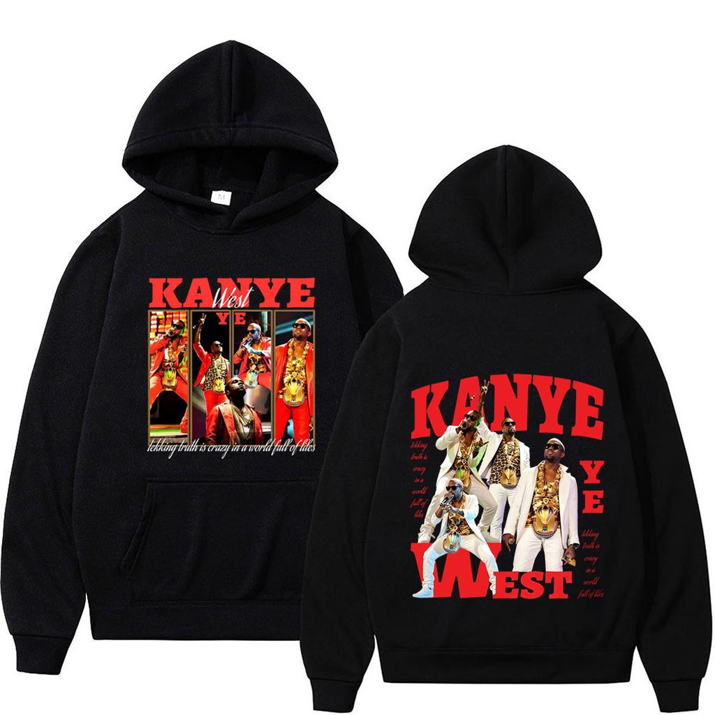Rapper Kanye West Album 2026 Tour Vintage Print Hoodie Unisex Hip-hop Sweatshirt Long Sleeves Loose Aesthetic Trend Pullover