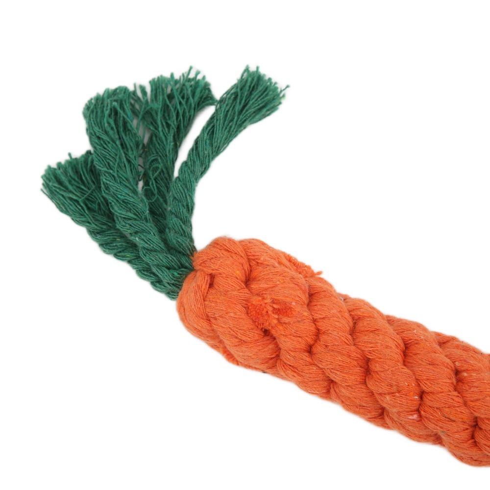 Carrot Shaped Dog Chew Toy Orange Pet Rope Knot Toy Puppy Teething Toy Interactive Play