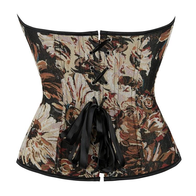 JYL TS coffee colored petal painted palace corset, beauty body support, chest shaping clothing