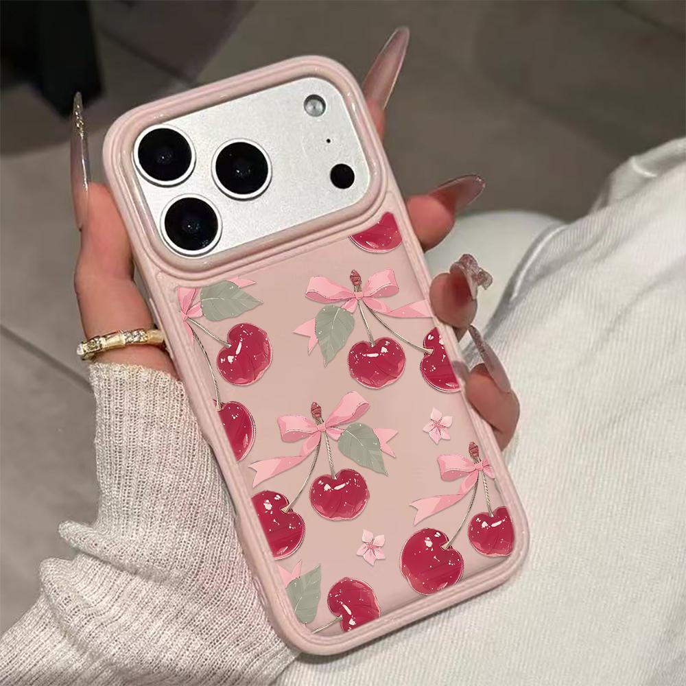 Bow Cherry Phone Case For IPhone 17 17Air 16 15 Case For IPhone 11 13 12 14 Pro Max 16 15 14 Plus Cover Case Funda 17 17Air