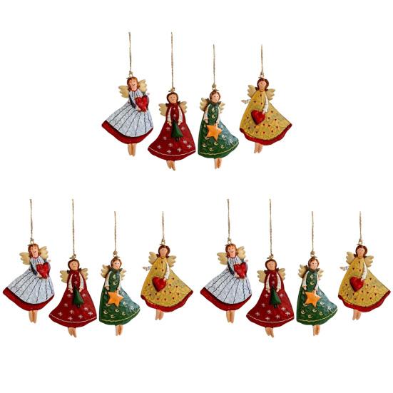 Tre Engel Julepynt Rustikk Gårdshus Engeldekorasjoner Juletre Hengepynt for Ferie Hjemmedekor