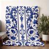 Vintage European Blue and White Scroll Pattern Art Blanket, Luxury Classic Floral Decorative Throw, Soft Skin-friendly Breathabl