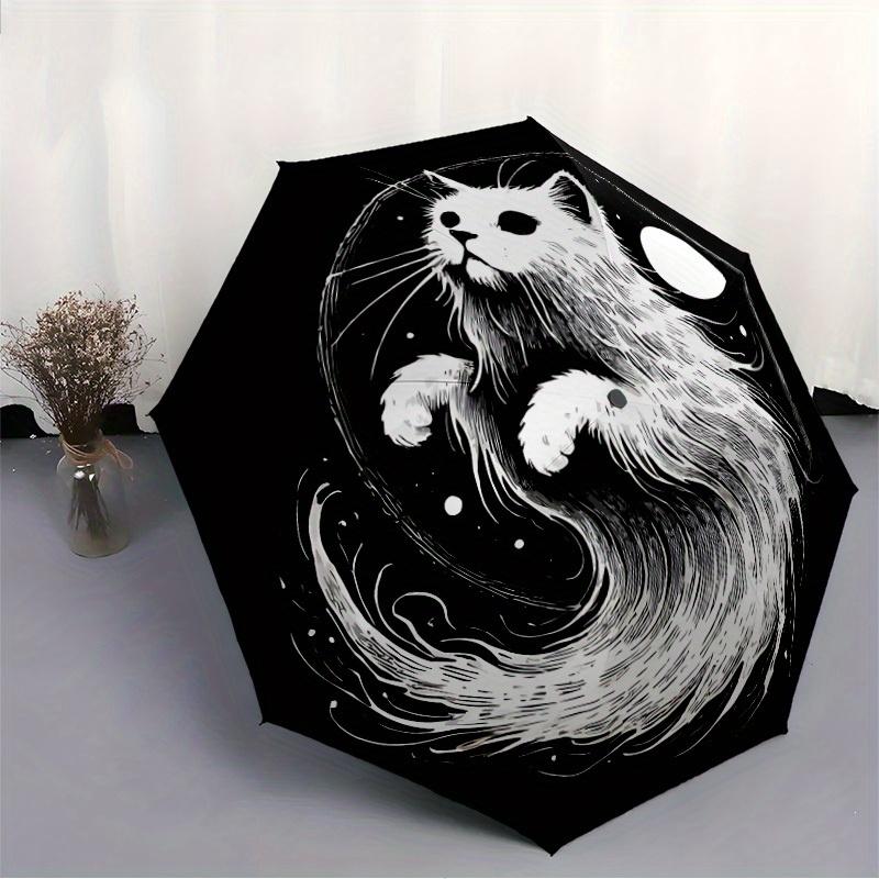 1pc Yin Yang Cat Automatic Umbrella High Quality Canopy, Portable Folding Umbrella with, Ideal Gift for - Travel, Everyday, Formal Events, S