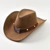Vintage Suede Western Cowboy Hats for Men Women Big-edge Gentleman Cowgirl Jazz Hat Holidays Party Cosplay Hat