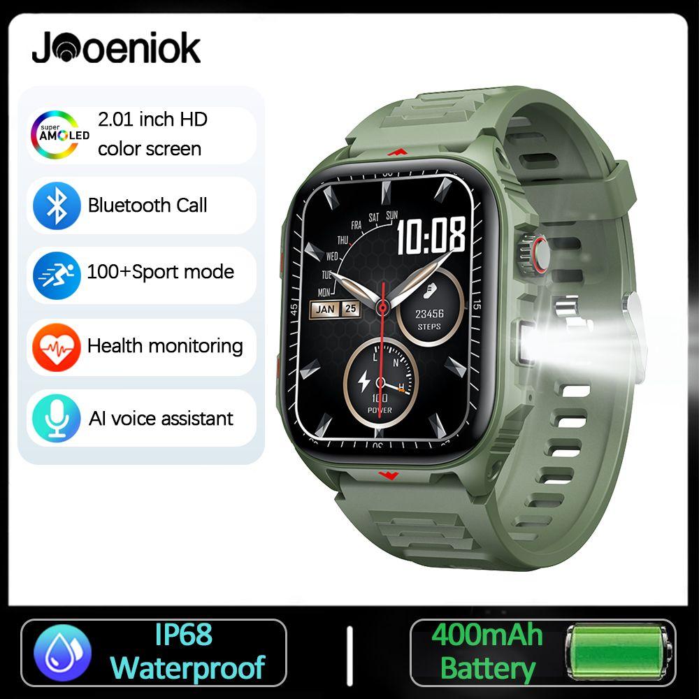 New 2.01-inch Full Touch Screen SmartWatch Sleep Monitoring IP68 Waterproof Bluetooth Call LED flashlight Smart Watch Men