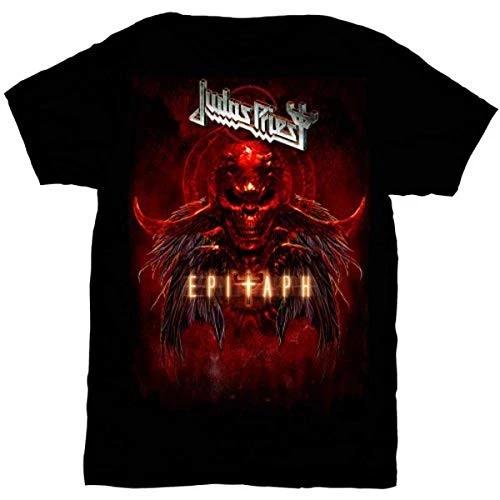 Judas Priest Men s Epitaph Red Horns Short Sleeve T-Shirt, Black, Medium S