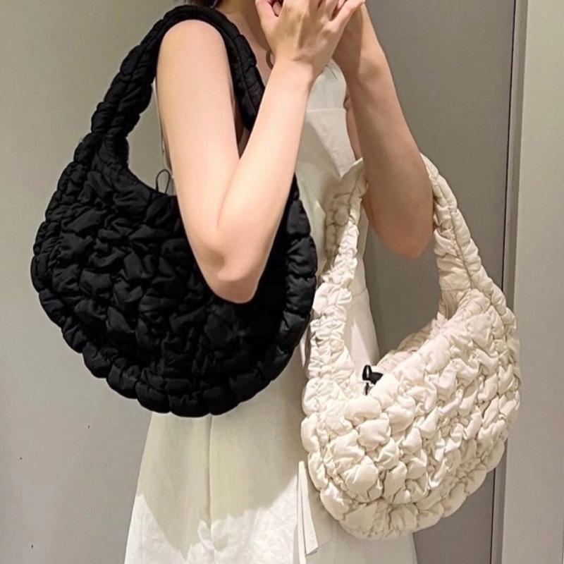 Květinová plisovaná kostkovaná vyšívaná taška na knedlíky - Velkokapacitní retro crossbody a ramenní taška