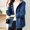 Stijlvol spijkerjack met capuchon voor dames, kort jeansjack voor moeders, bovenkleding, losse casual jassen voor de lente en herfst