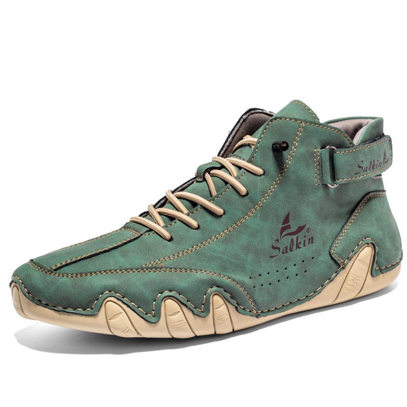 New Autumn and Winter Men's Octopus Doudou Shoes Korean Version Breathable High-top Handmade Large-size Leather Shoes Men's Explosion