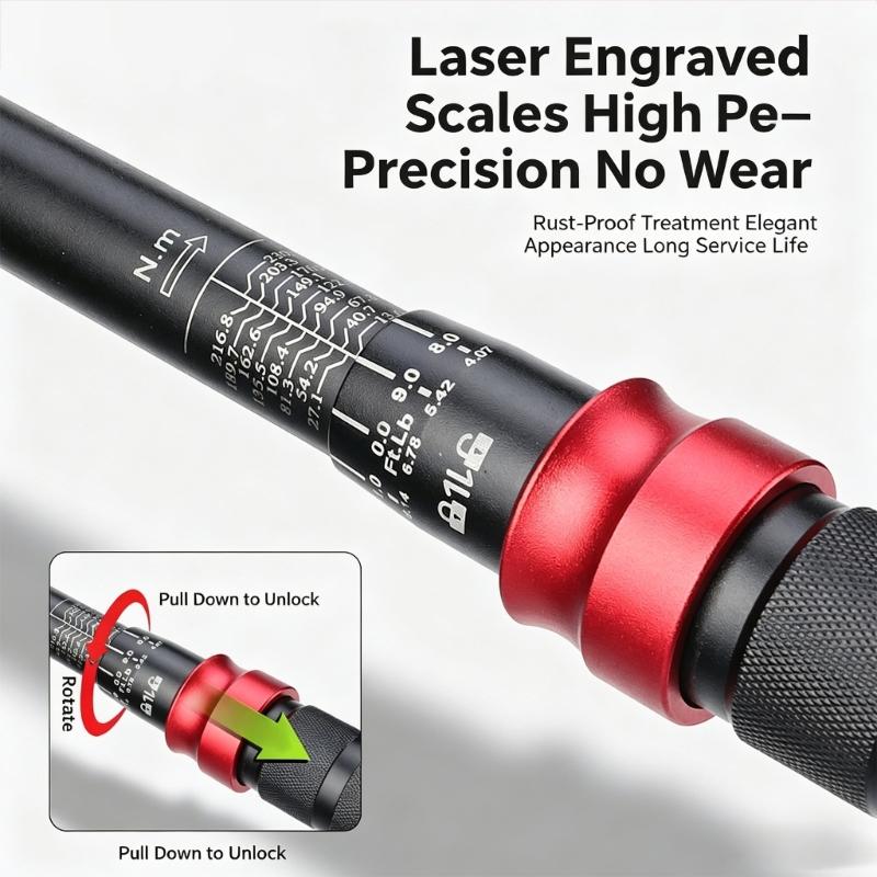 Professional Torque Wrench Tool 1/4" 3/8" 1/2" Drive Antislip Handle For DIY Projects And Bike Maintenance