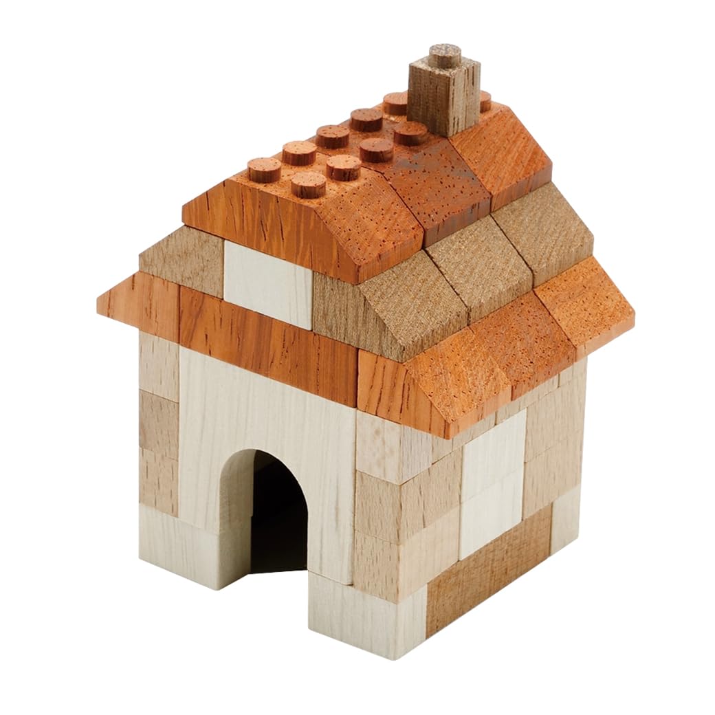 

TIMBLO House Wooden Building 50 ST with Toy Safety Natural Birthday Woody Ages 4 and Up Blocks, Pieces, (Complies Standards), Wood, Decorative, Gift,