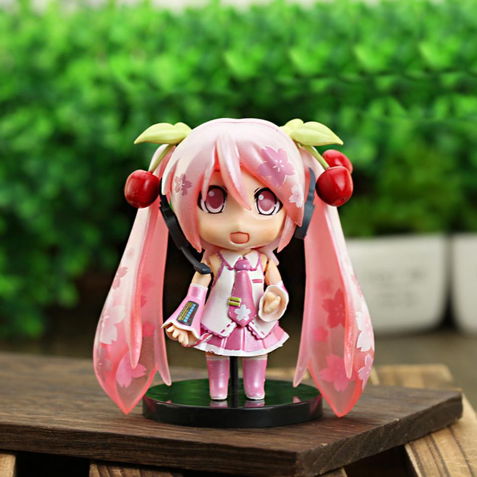 Anime New Hatsune Miku Figure Mini Character Ornaments Kawai Pink Green Hatsune Home desk Decoration Adult kid Birthday Gift