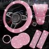 Sparkling Car Steering Protection Cover Set Rhinestone Steering Wheel Protective Case  Car Interior