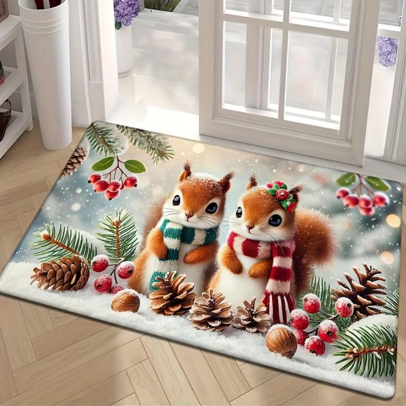 Christmas Puppy Welcome Mat Non-Slip Floor Rug Bedroom Kitchen Bathroom Doormats Polyester Indoor Outdoor Rugs Home Decor Carpet