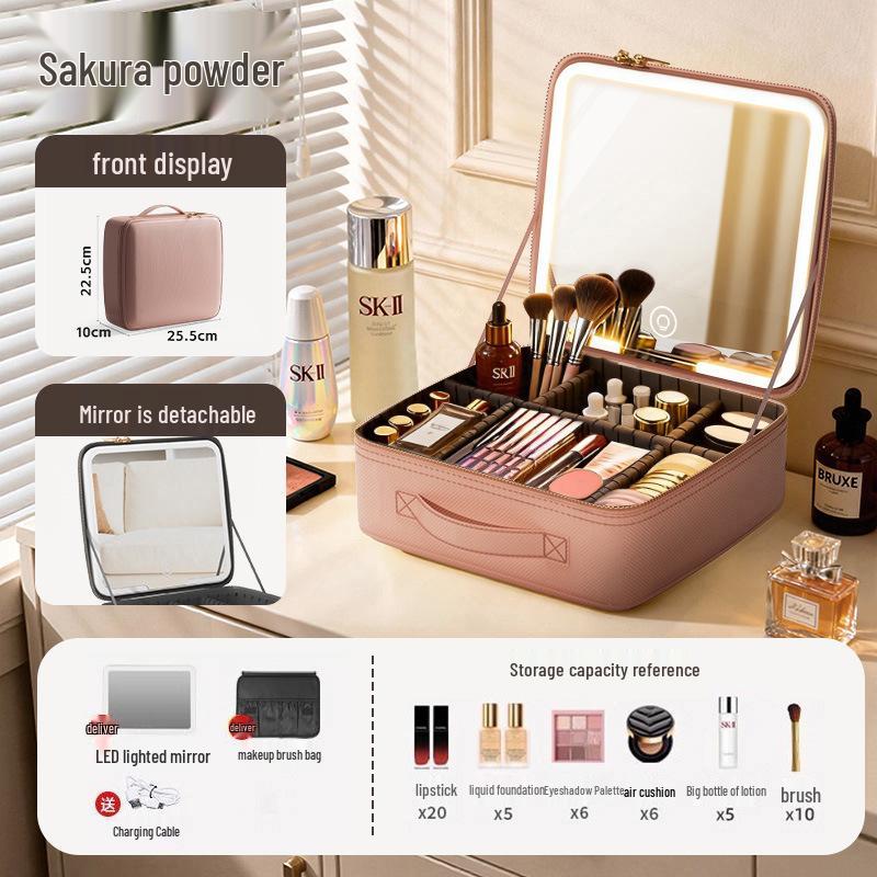 High-End Portable LED Makeup Bag with Large Mirror Capacity