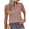 2025 Women Blouses Summer Sexy Tank Hollow V-Neck Button Loose Shirts Elegant Sweet Casual Sleeveless Solid Color Oversized Tops