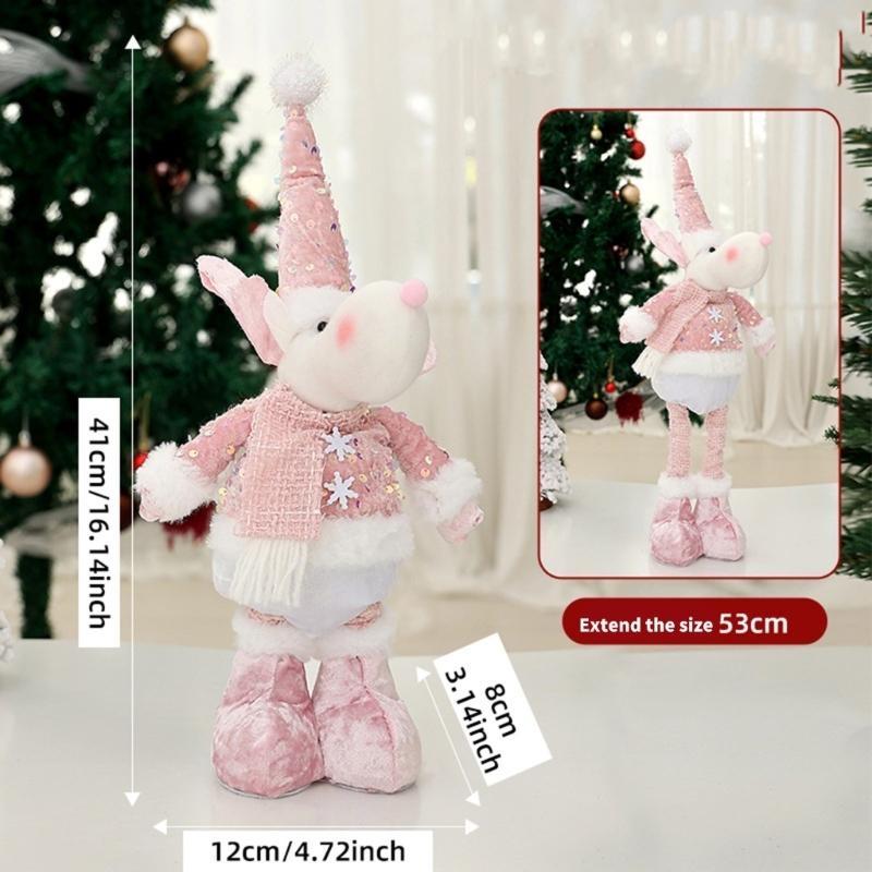 Adjustable Christmas Figurine Festival Telescopic Santa/Snowman/Elk with Extendable Legs Holiday Tabletop Decoration
