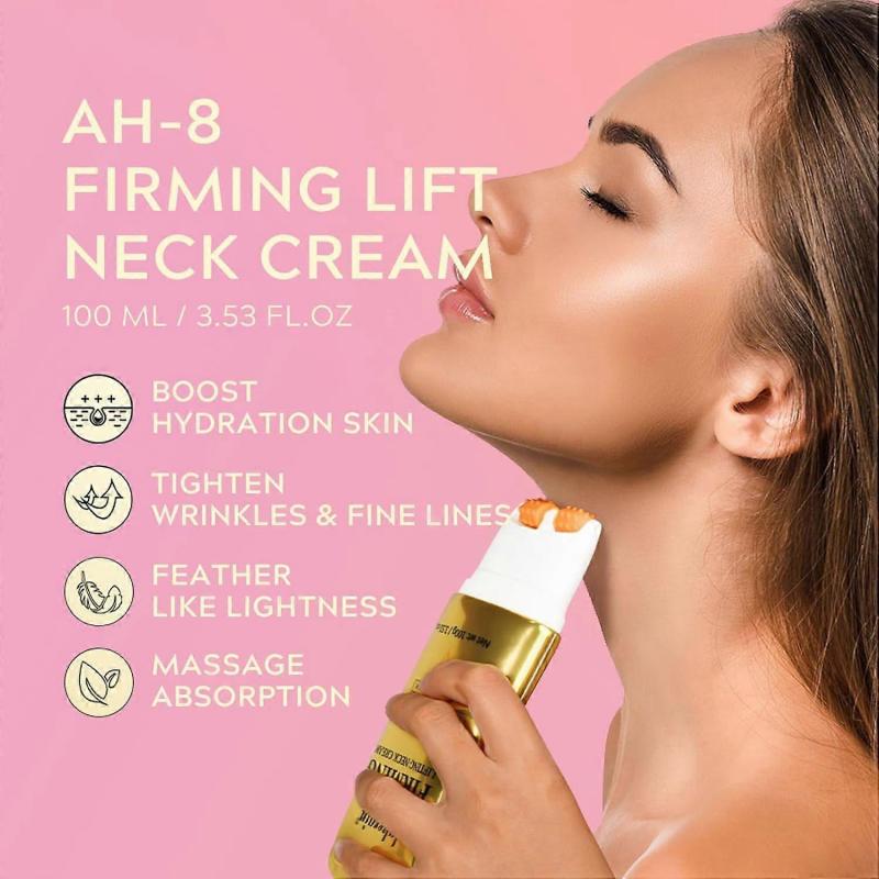 Crème raffermissante pour le cou AH-8 et Crème pour les yeux à massage électrique - Ensemble raffermissant et revitalisant pour le cou et les yeux pour une peau ferme et lisse, lignes fines, anti-rides,