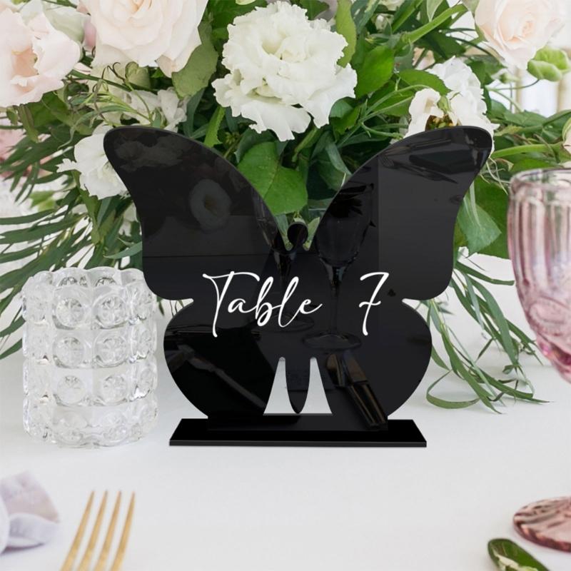 Set of 2 Clear Acrylic Butterfly Table Number Stands Table Place Cards for Parties Gatherings Wedding DIY Table Setting