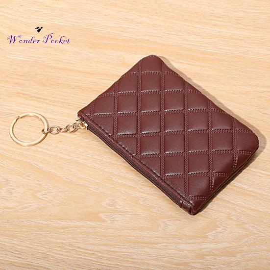 Women Wallet Portable Mini Faux Leather Smooth Zipper Key Ring Cards Holder Solid Color Slim Wallet Coins Purse Adult Sex Wear