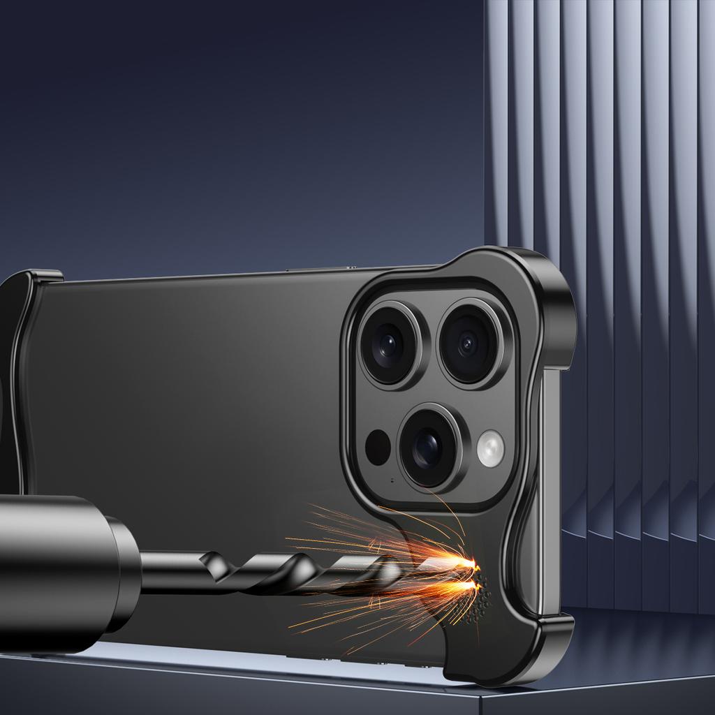 For iPhone 15 Pro Bumper Case Metal Aromatherapy Phone Cover Corner Protection