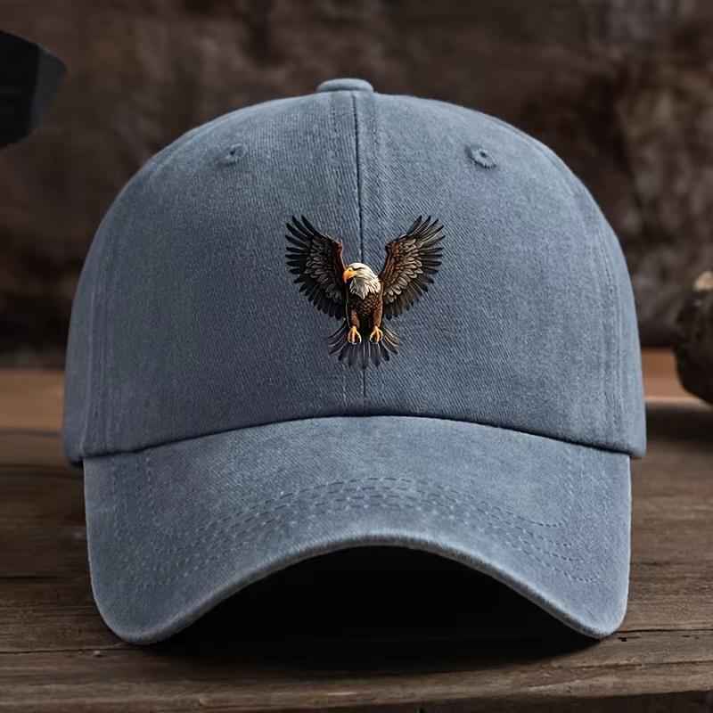 UnisexS Stylish Black Baseball Cap with Eagle Print Adjustable Breathable Accessory for Outdoor ActivitiesCasual CapEagle Emblem