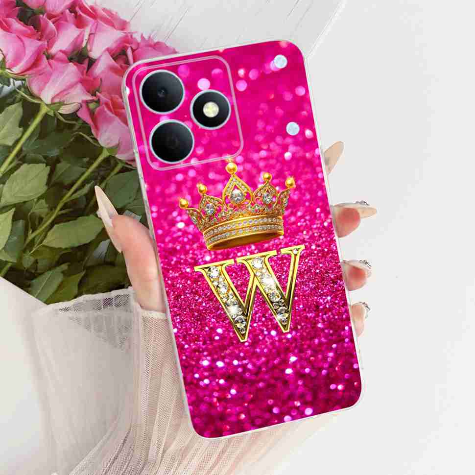 For Realme Note 80 4G RMX5388 Case New Letter Crown A-Z TPU Back Cover For Realme Note80 NOTE 80 4G Phone Protection Cases