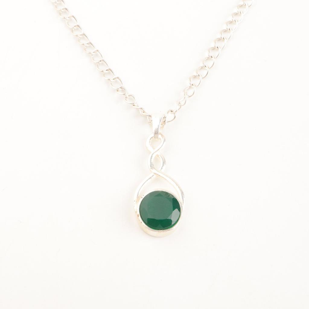 Grüner Onyx Edelstein 925 Sterlingsilber Schmuck Handgefertigter Boho Anhänger für Damen CP-25-20