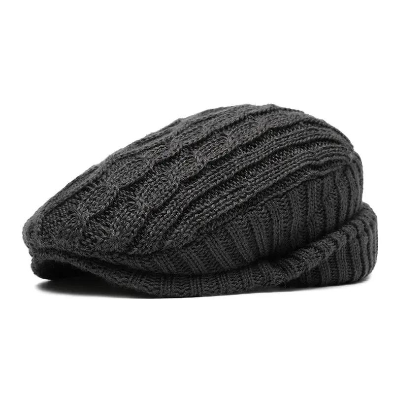 Autumn and Winter Knitted Woolen Hats Beret Caps Women Versatile Forward Hats Ear-protecting and Fleece Warm Men's Baseball Caps