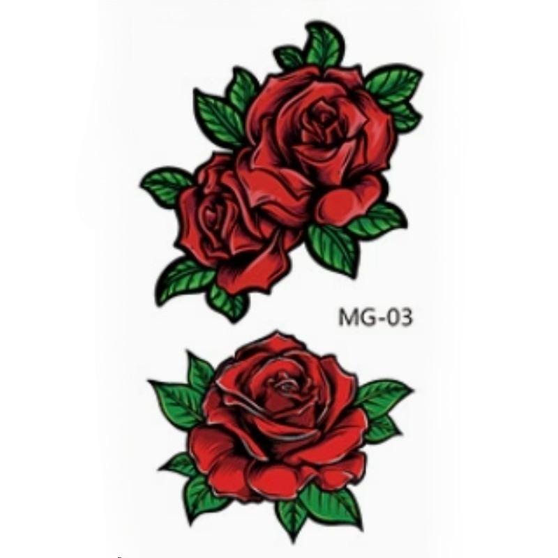 Waterproof Temporary Tattoo Stickers Beautiful Flower Rose Fake Flash Unisex Diverse And Skin Friendly Fashion Tattoos Painting